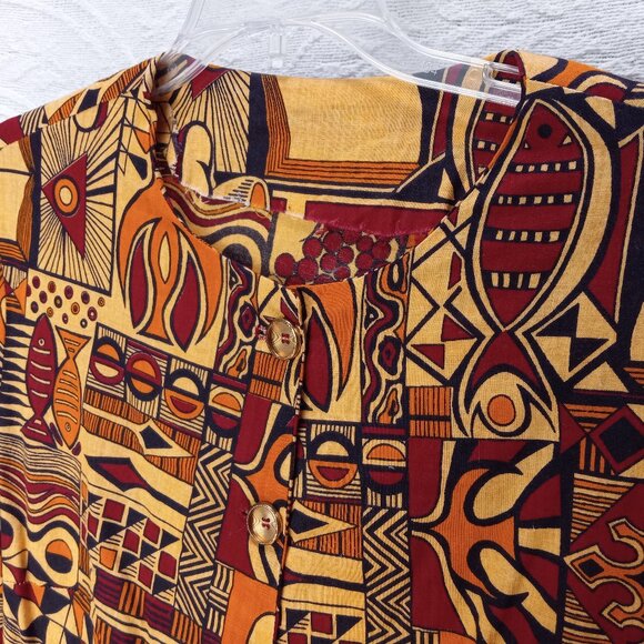 Unique One Of A Kind Hand Made Ethnic African Print Tunic  Sz S-M (T-382) - Picture 7 of 11